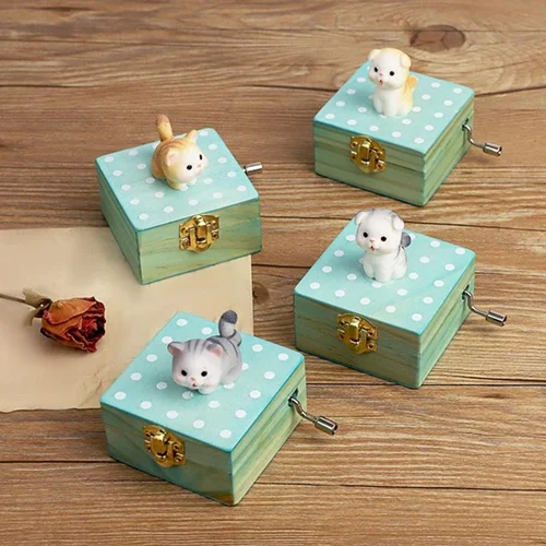 جعبه موزیکال هندلی طرح گربه هدیه مناسب تولد و ولنتاین