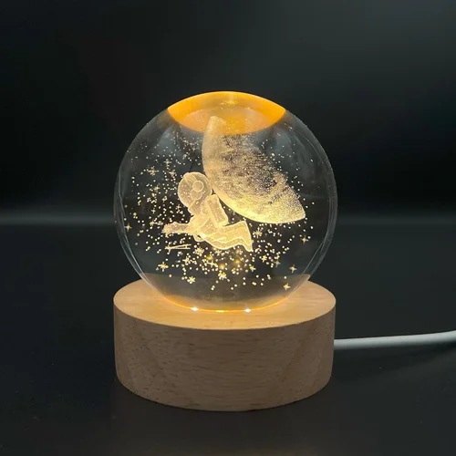 چراغ رومیزی و گوی کریستالی طرح فضانورد هدیه ولنتاین و تولد در سه سایز